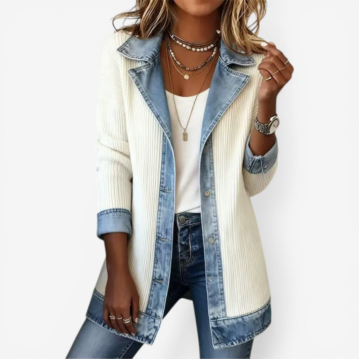 Chaqueta de Punto y Mezclilla Sofía