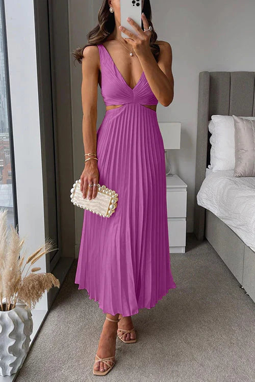 Vestido maxi plisado