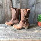 Botines de cuero con cremallera lateral