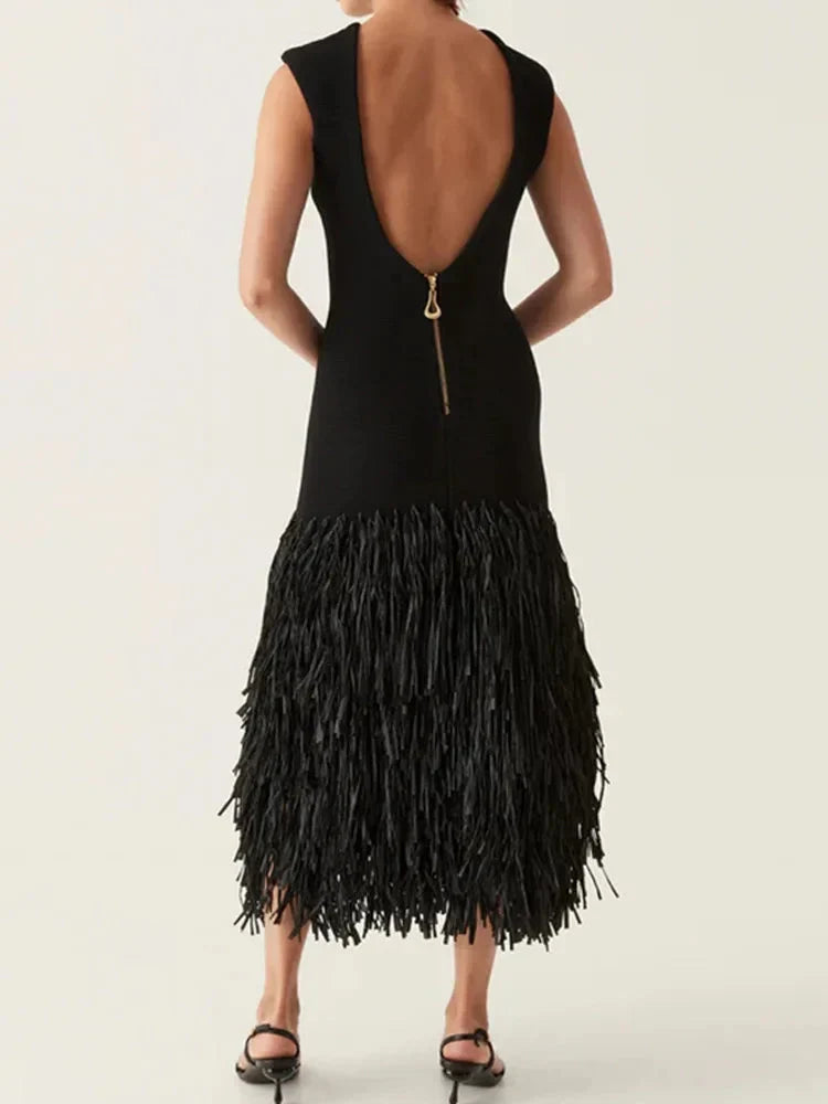 Vestido Largo de Flecos