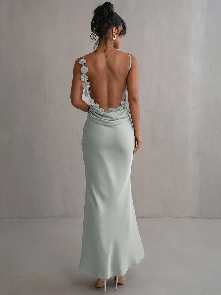 Vestido Largo Floral Sin Espalda