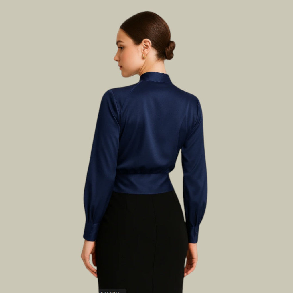 Sandra | Elegante blusa de satén para mujer con diseño cruzado