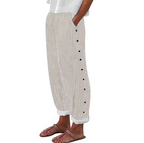 Anunciación | Pantalón recto con rayas y botones laterales