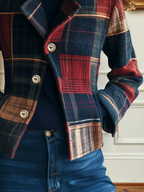Chaqueta de lana mujer a cuadros – chaqueta elegante mujer clásica