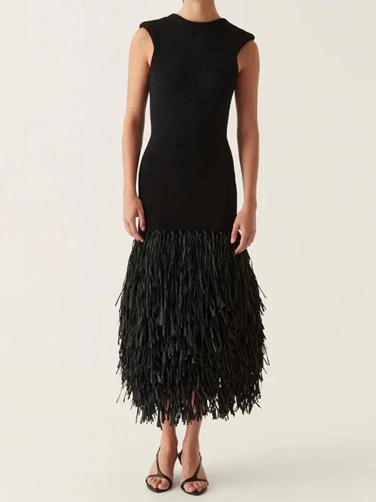 Vestido Largo de Flecos