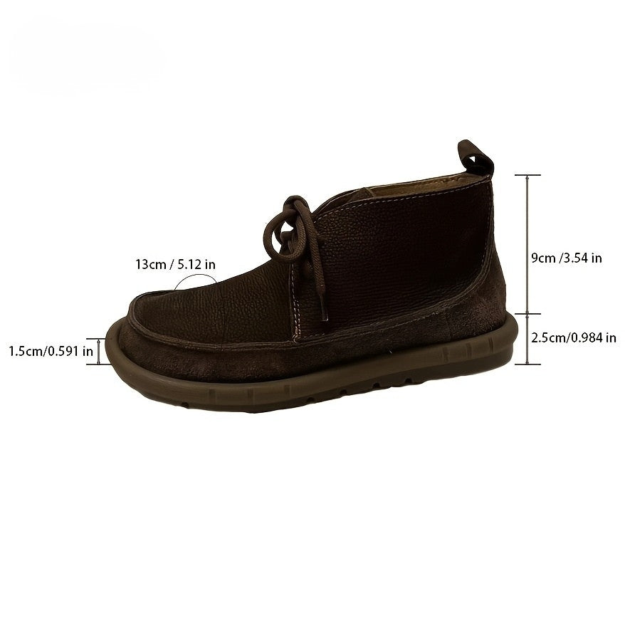 Botas de tobillo de cuero con cordones
