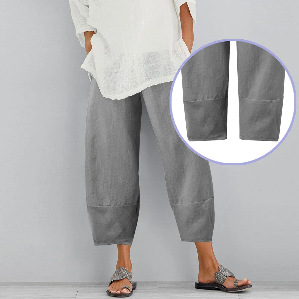 Mireya | Mujer pantalón ancho con diseño suelto y largo cropped