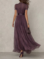 Fabiola Vestido Maxi de Chiffon con Escote Abertura Morado