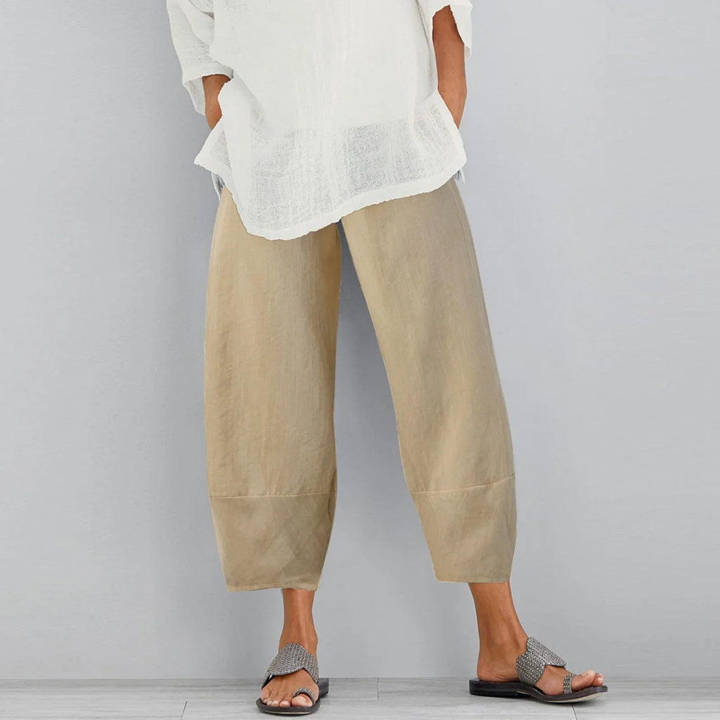 Mireya | Mujer pantalón ancho con diseño suelto y largo cropped