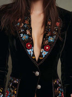 María - Embroidered Blazer with Multicolour Floral Print