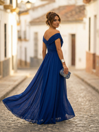 Vestido largo elegante con cuello en V