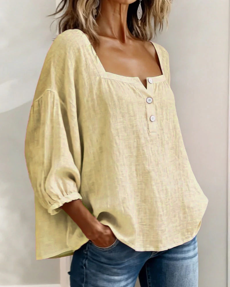 Lurea | Blusa para mujer con escote cuadrado y botones