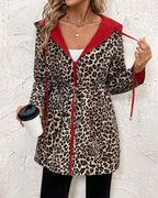 Abrigo reversible mujer con capucha – abrigo mujer estampado leopardo