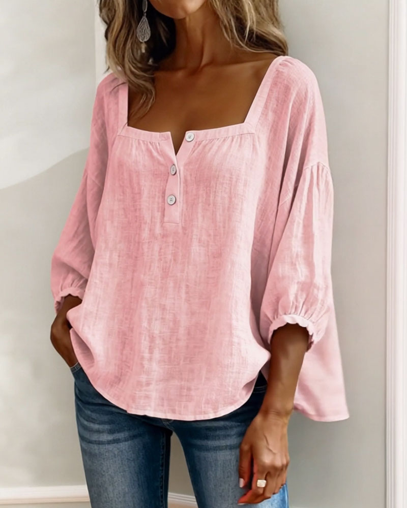 Lurea | Blusa para mujer con escote cuadrado y botones