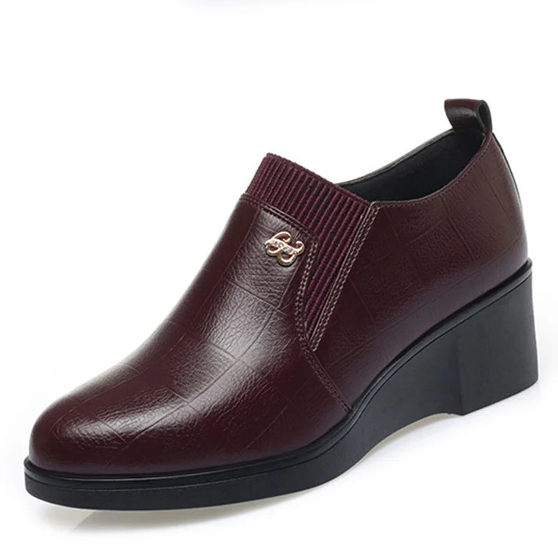 Zapatos de Cuña de Piel a la Moda