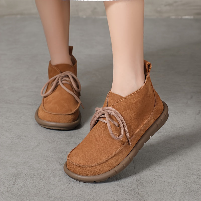 Botas de Tobillo de Cuero con Cordones