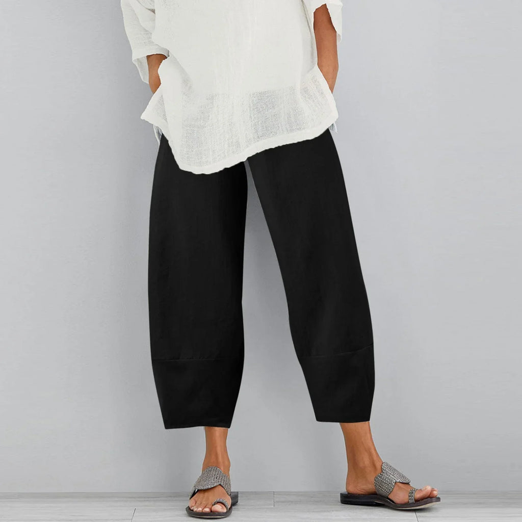 Mireya | Mujer pantalón ancho con diseño suelto y largo cropped
