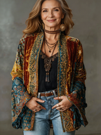 Chaqueta kimono mujer boho bordada – cardigan fluido estilo vintage