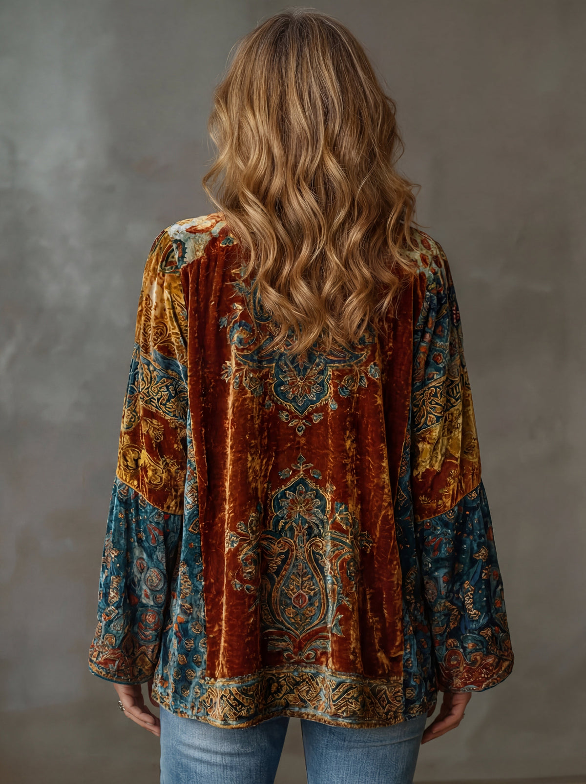 Chaqueta kimono mujer boho bordada – cardigan fluido estilo vintage