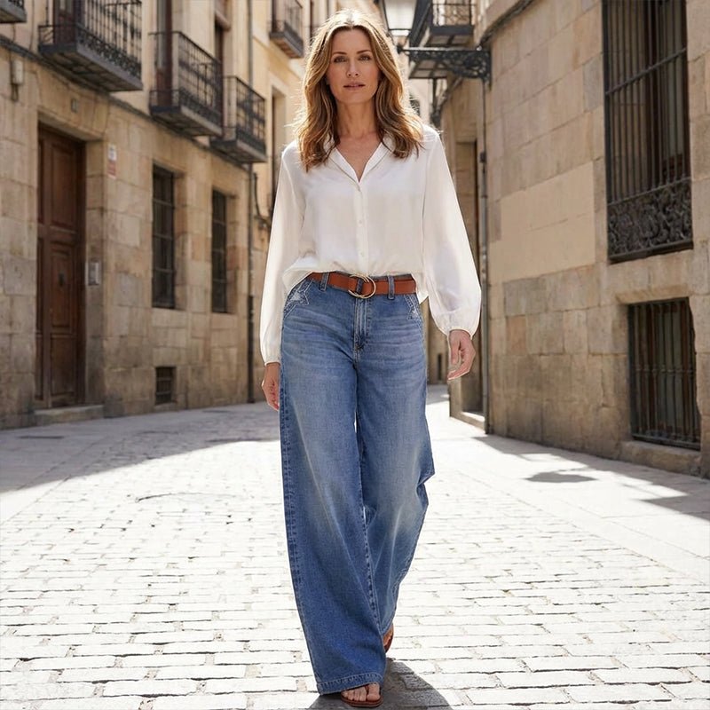 Antonella | Jeans vintage de tiro alto y pierna ancha