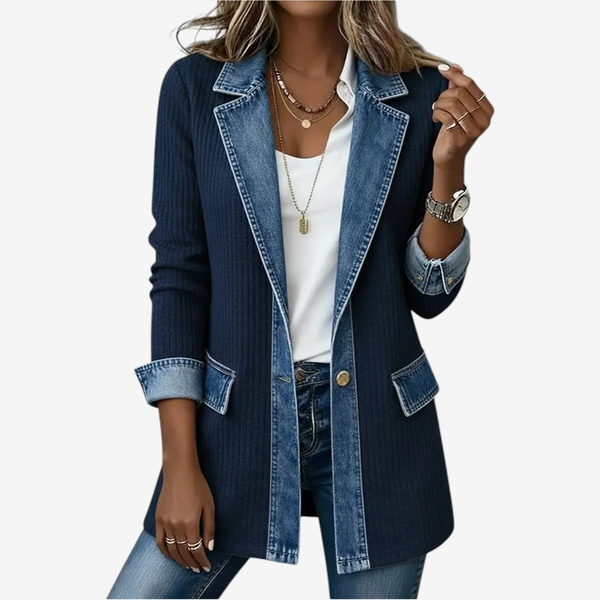 Chaqueta de Punto y Mezclilla Sofía