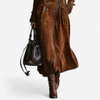 Abrigo largo mujer estilo trench efecto ante – abrigo elegante mujer