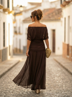 Vestido largo elegante con cuello en V