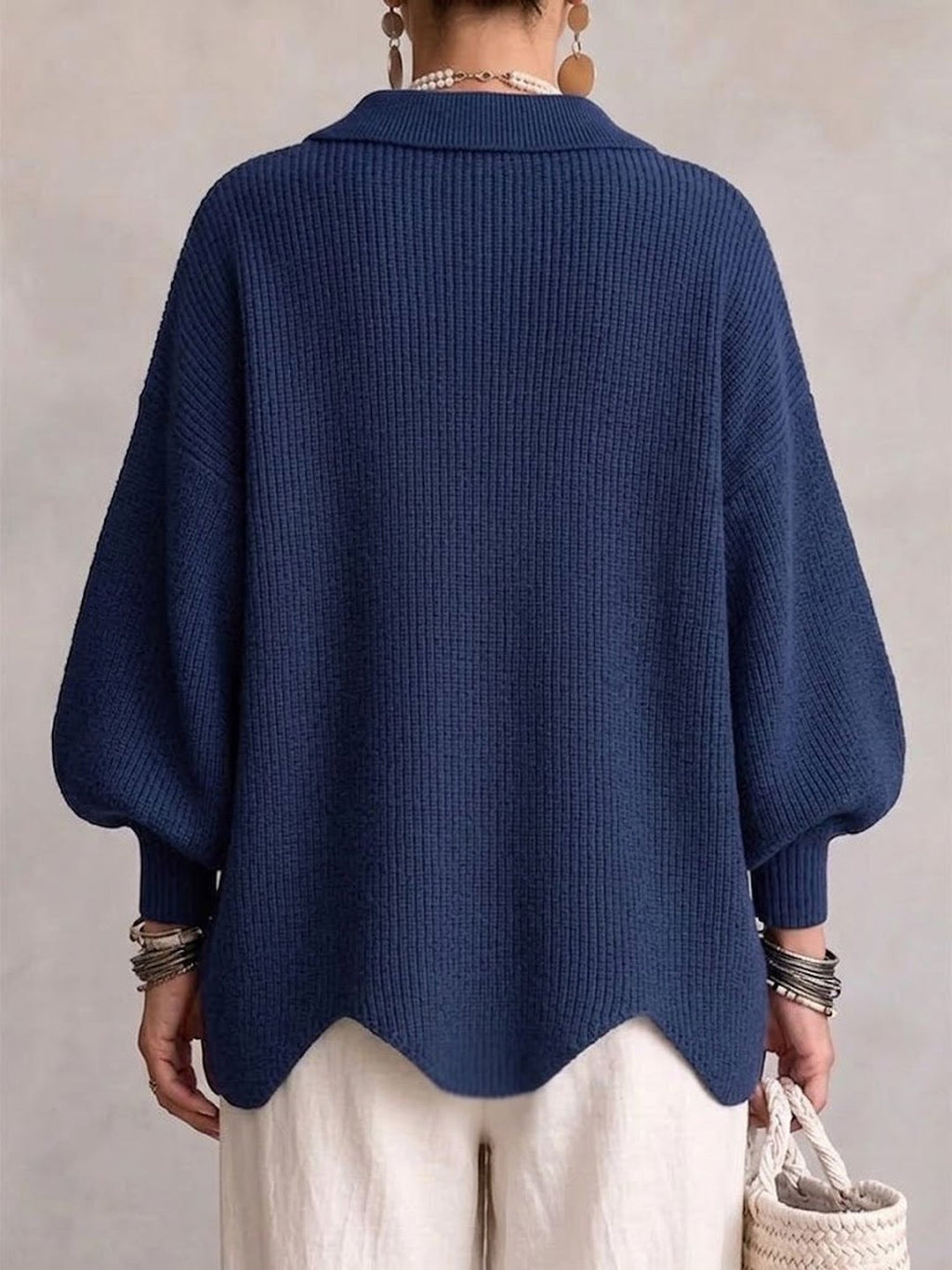 Valeria | Cárdigan Oversize con Cuello y Botones Metálicos