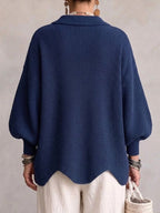 Valeria | Cárdigan Oversize con Cuello y Botones Metálicos