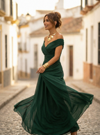 Vestido largo elegante con cuello en V