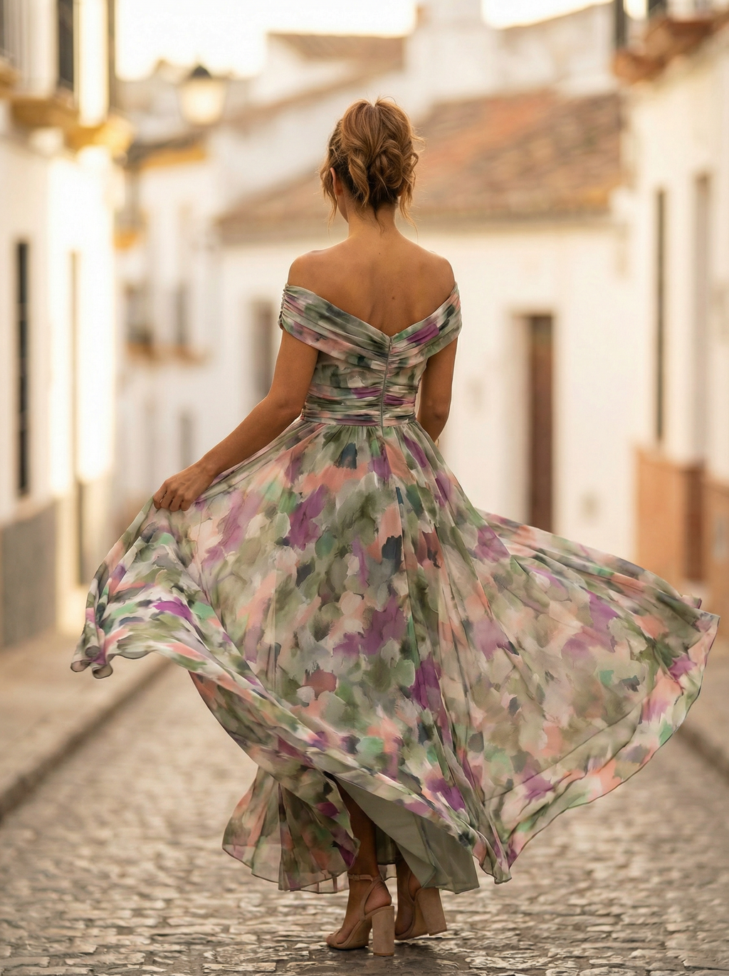 Vestido largo elegante con cuello en V